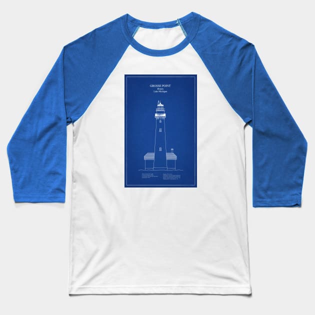 Grosse Point Lighthouse - Illinois - AD Baseball T-Shirt by SPJE Illustration Photography